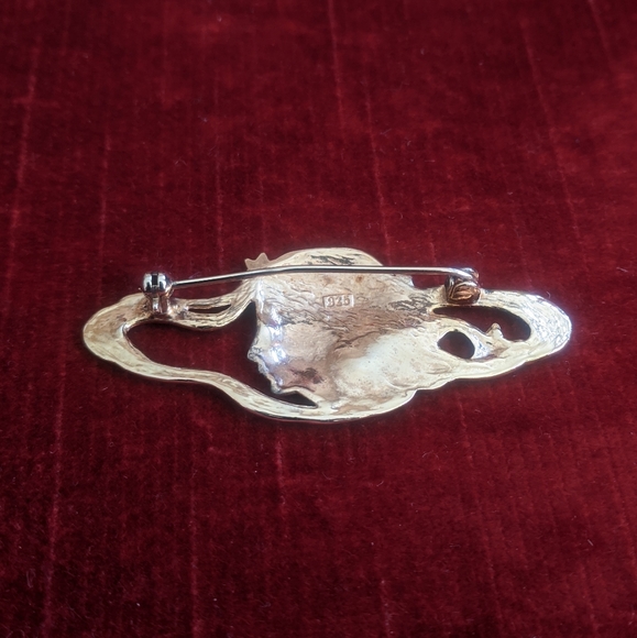 Art Nouveau Gold Sterling Silver Pin - Picture 3 of 5